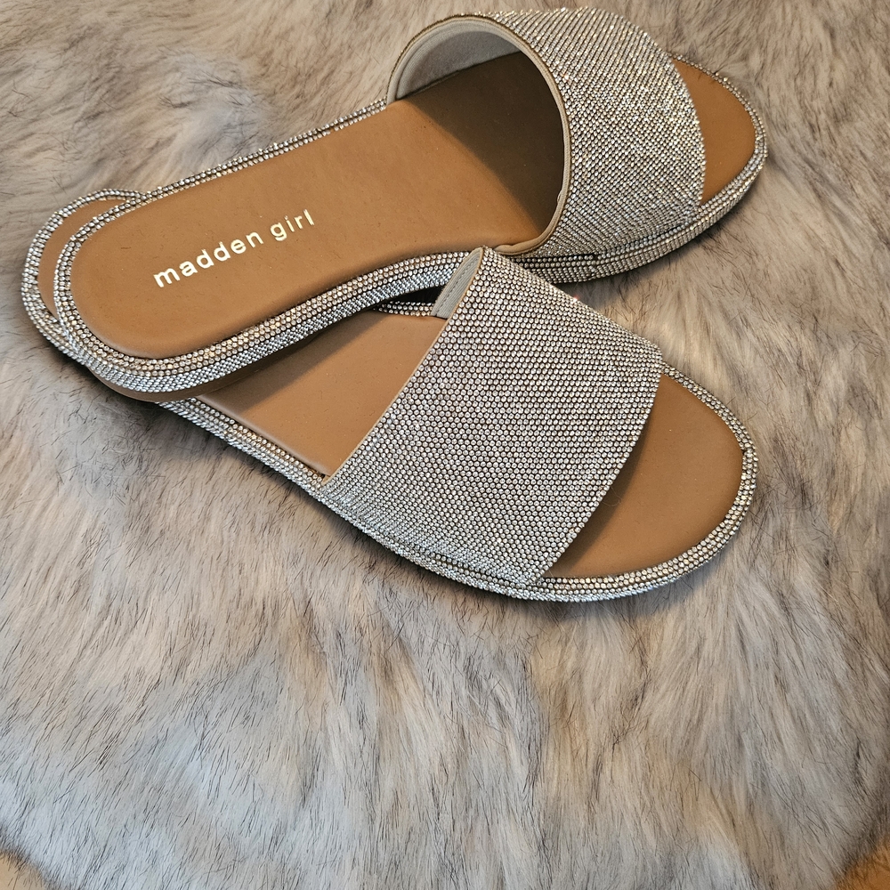 Madden Girl Silver Slide Sandals